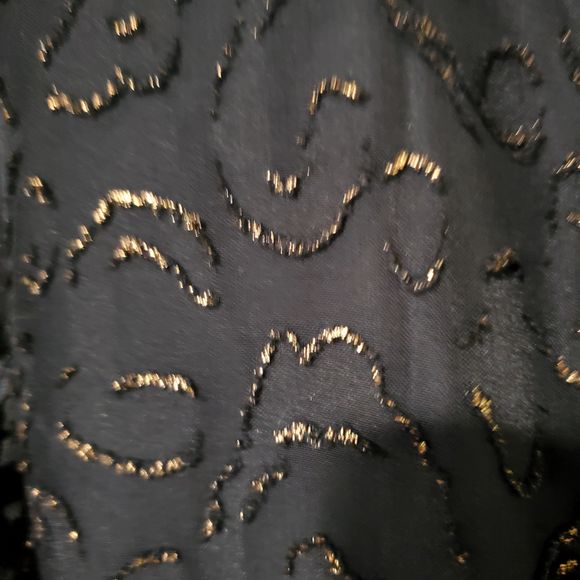 Modcloth Maxi Wrap Dress Size Medium Short Sleeves Gold Embellishment in Black - Picture 10 of 14